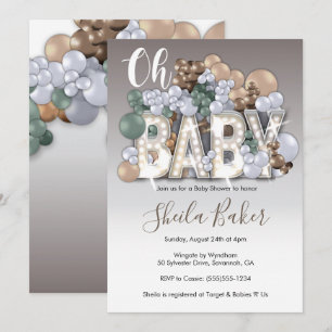 Baby Shower Invitation - "Oh Baby" Gender Neutral