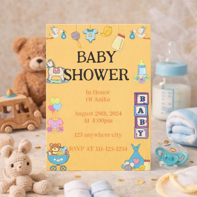 BABY SHOWER INVITATION, ORANGE INVITATION (Creator Uploaded)