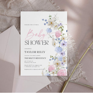 Baby Shower Invitation Pastel Flowers
