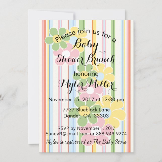 Baby Shower Invitation "Picnic Floral" (Front)