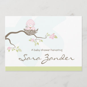 Baby Shower Invitation - Pink  Baby Bird
