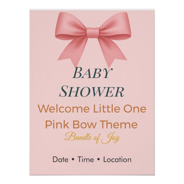 Baby Shower Invitation | Pink Bow | Bundle of Joy Poster (Front)
