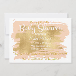 Baby Shower Invitation Pink/Gold