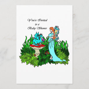 Baby Shower Invitation Pregnant Faerie and Dragon