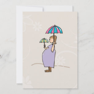 Baby Shower Invitation Pregnant Mum Two Umbrellas