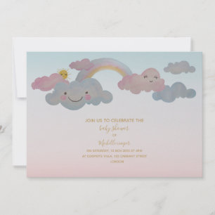 Baby shower-invitation-rainbow theme-watercolor invitation