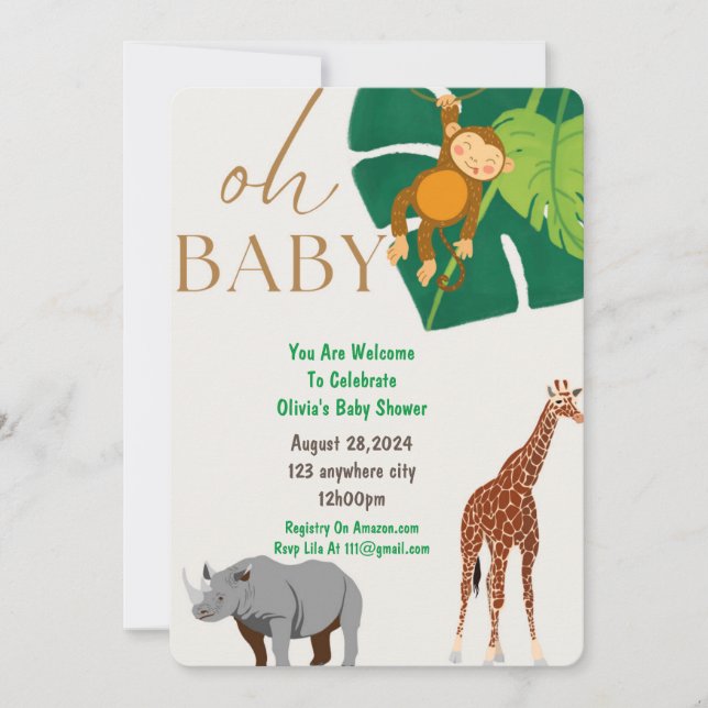 baby shower invitation safari (Front)