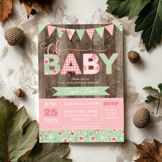 Baby Shower Invitation, Shabby Chic Baby Shower  Invitation