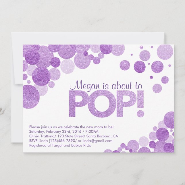 Baby Shower Invitation She's about to Pop! (Front)