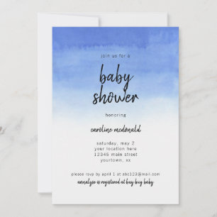 Baby Shower Invitation Simple Blue Ombre Modern 