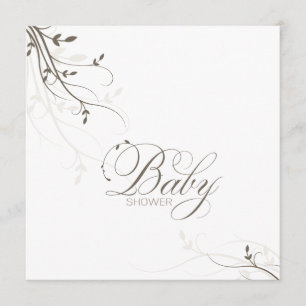 Baby Shower Invitation Simple Elegance Leafy Beige