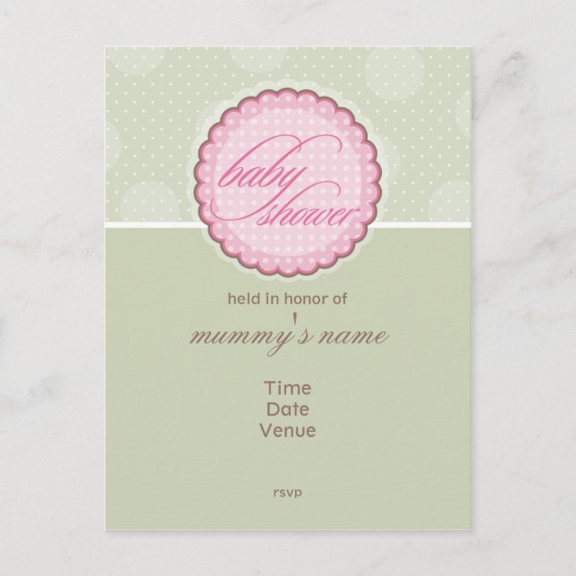 BABY SHOWER INVITATION :: spotty dot Postcard (Front)