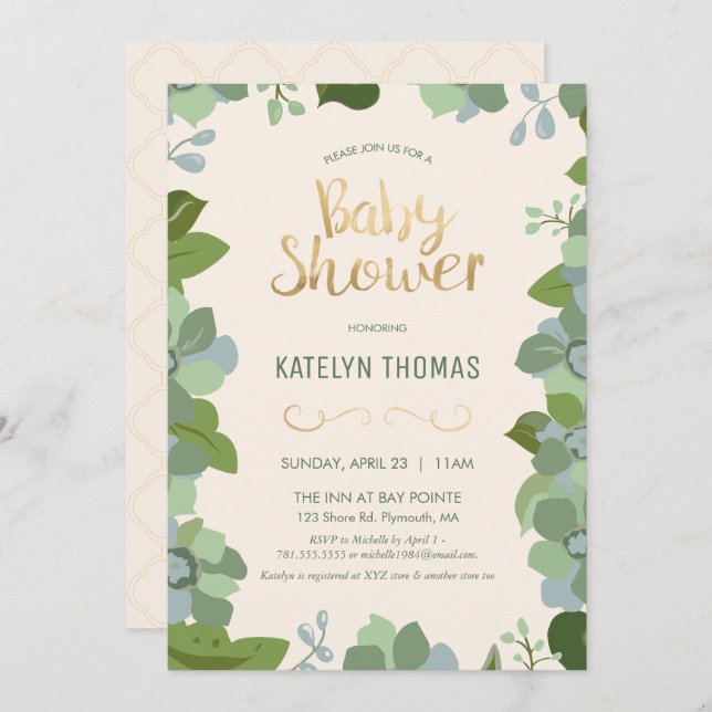 Baby Shower Invitation, Spring, Floral, Customised Invitation (Front/Back)