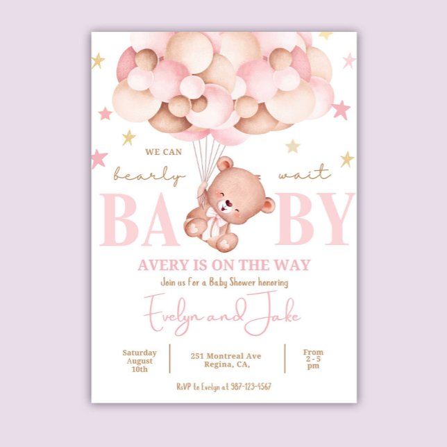 Baby Shower Invitation Stars Modern Boho Teddy Bea (Creator Uploaded)