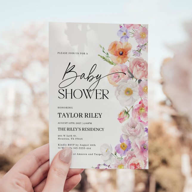  Baby Shower Invitation | Summer Floral Invitation (flower baby shower invitation)