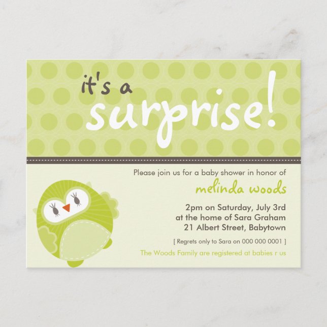 BABY SHOWER INVITATION :: surprise owl 2 (Front)