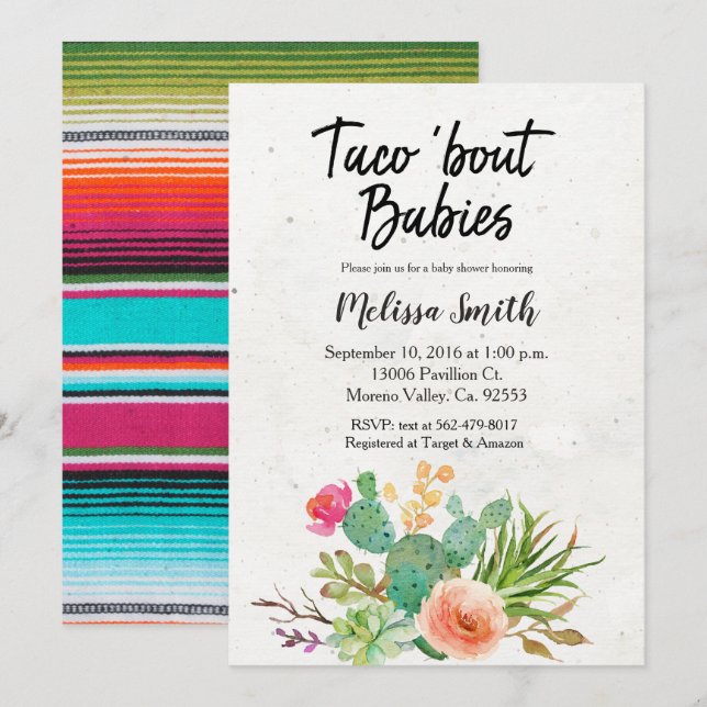 Baby Shower Invitation taco bout babies (Front/Back)