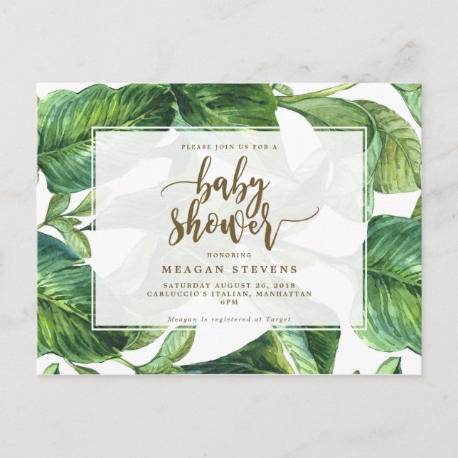 Baby Shower invitation tropical palm leaves (Front)