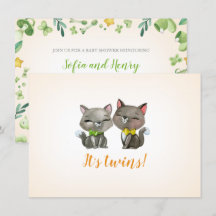 Baby shower invitation | twins | neutral | cats