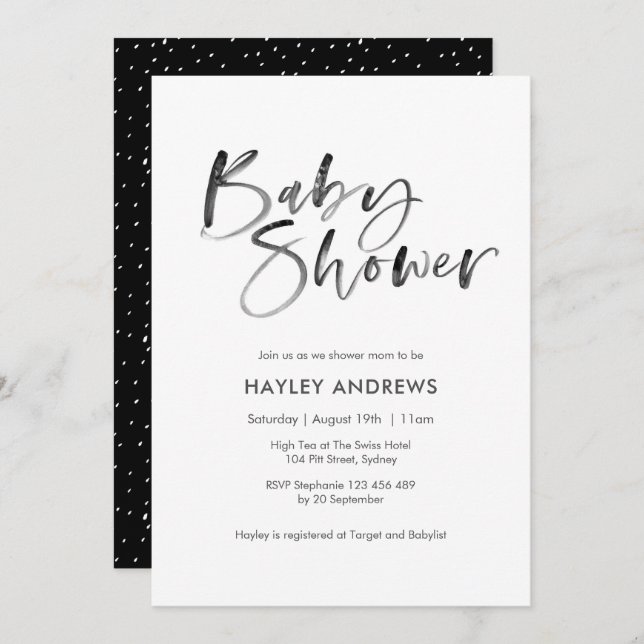 Baby Shower invitation watercolor (Front/Back)