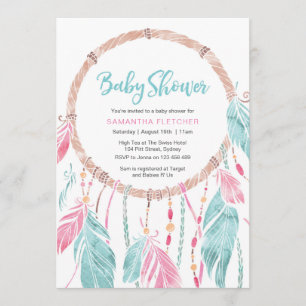 Baby Shower invitation Watercolor dream catcher