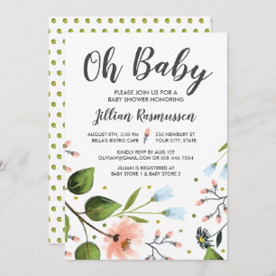 Baby Shower Invitation Watercolor Flowers Oh Baby