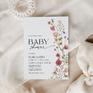Baby Shower Invitation Watercolor Wildflower