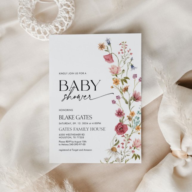 Baby Shower Invitation Watercolor Wildflower (Creator Uploaded)