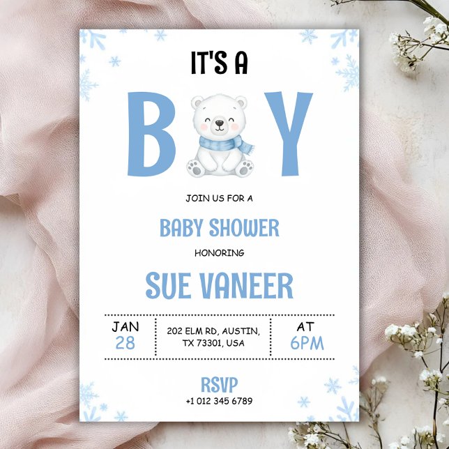 Baby shower invitation with a cute bear  (Creator Uploaded)