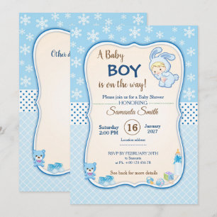 baby shower invitation with a cute little bunny