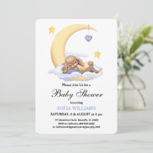 Baby shower invitation with an adorable bunny.