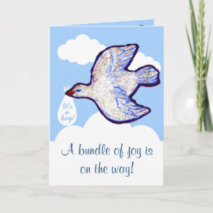 Baby Shower Invitation With Baby Bird On Cloud