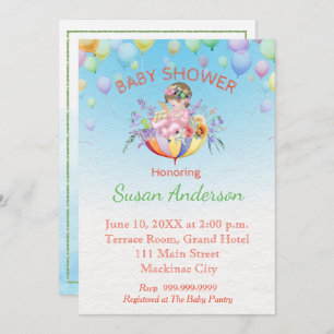 Baby Shower Invitation with Baby in Umbrella