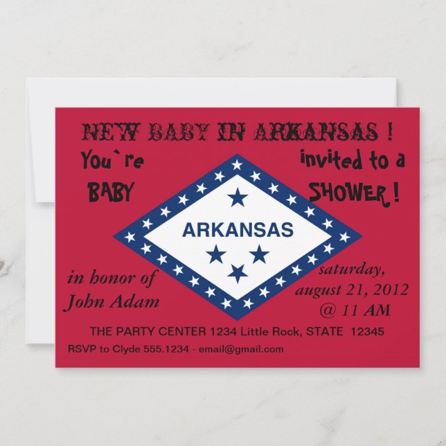 Baby Shower Invitation with Flag of Arkansas (Front)