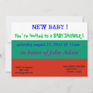Baby Shower Invitation with Flag of Bulgaria