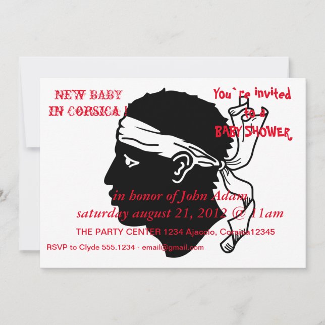 Baby Shower Invitation with Flag of Corsica (Front)