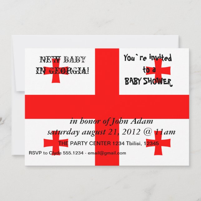 Baby Shower Invitation with Flag of Georgia (Front)