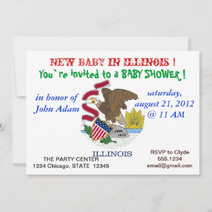 Baby Shower Invitation with Flag of Illinois