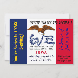 Baby Shower Invitation with Flag of Iowa
