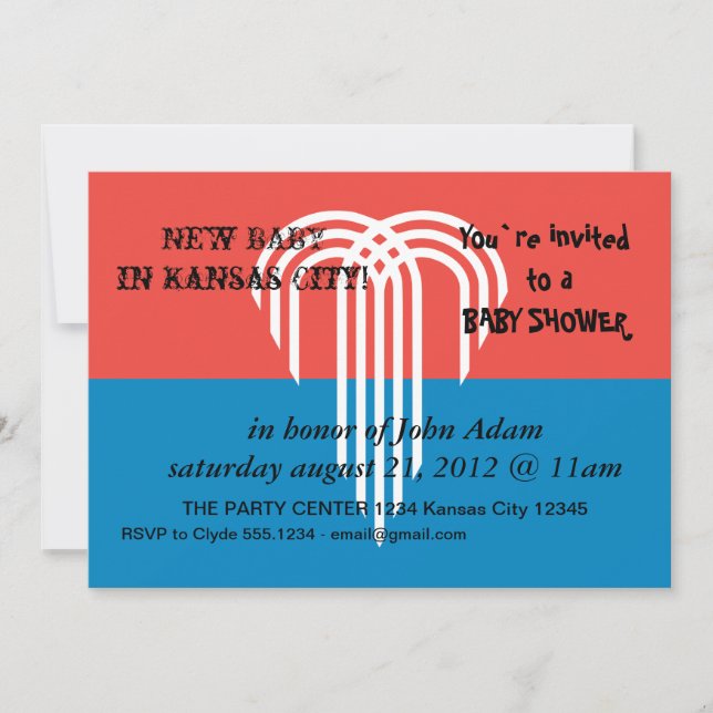 Baby Shower Invitation with Flag of Kansas City (Front)