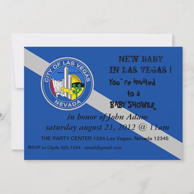 Baby Shower Invitation with Flag of Las Vegas City (Front)