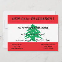 Baby Shower Invitation with Flag of Lebanon