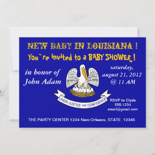 Baby Shower Invitation with Flag of Louisiana