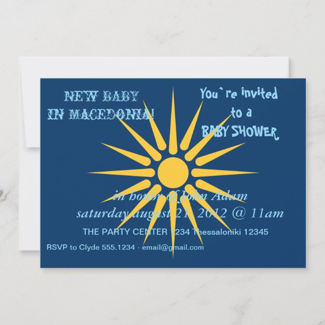 Baby Shower Invitation with Flag of Macedonia (Front)