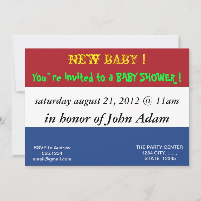 Baby Shower Invitation with Flag of Netherlands (Front)