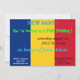 Baby Shower Invitation with Flag of Romania
