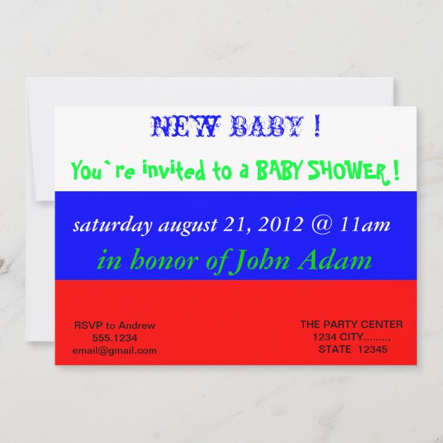 Baby Shower Invitation with Flag of Russia (Front)