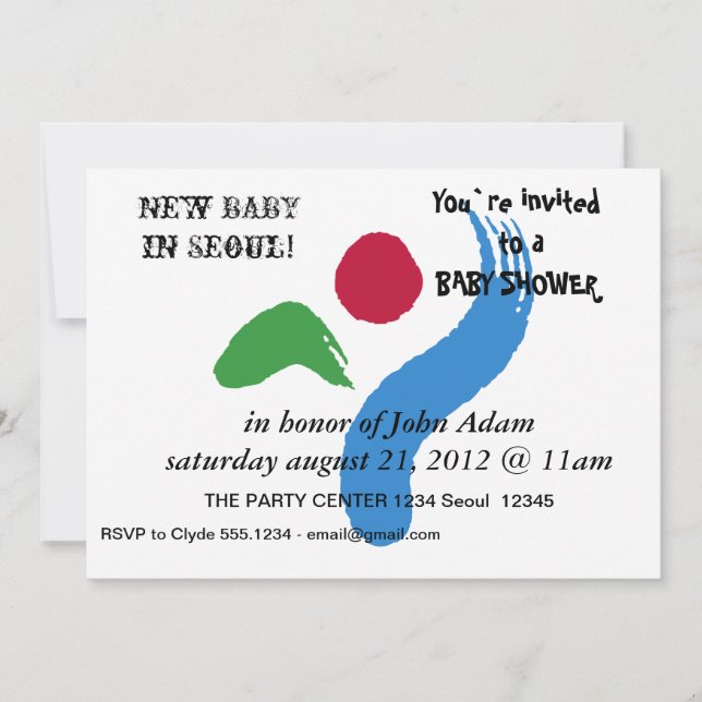 Baby Shower Invitation with Flag of Seoul (Front)