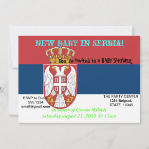 Baby Shower Invitation with Flag of Serbia