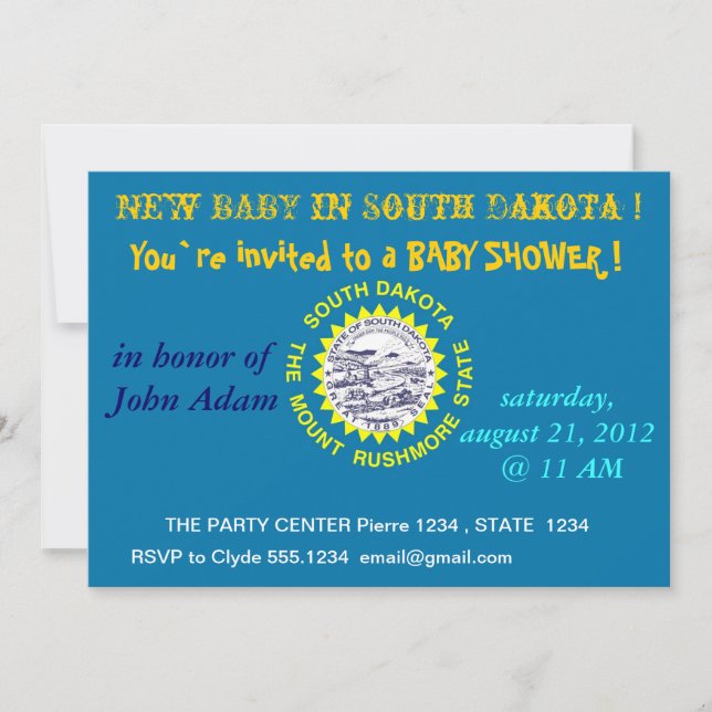 Baby Shower Invitation with Flag of South Dakota (Front)